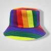 Rainbow striped bucket hat, vibrant multi-color sun hat, LGBT pride accessory, colorful summer headwear, unisex fishing cap.