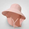 light pink wide-brim sun hat with neck protection, fisherman sun hat
