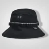 Under Armour Men's Iso-Chill ArmourVent Bucket Hat in black with grey reflective band and subtle grid pattern fabric.